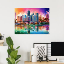 Cartaz de Arte Abstrata Vibrante de Miami