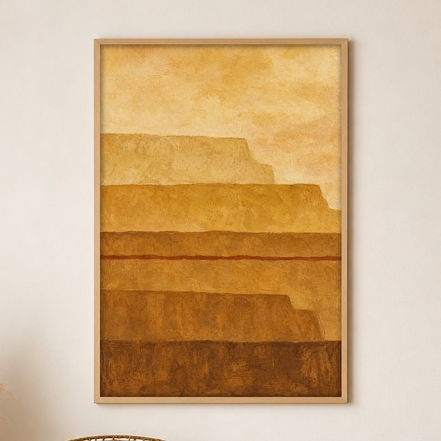 Poster Cartaz de Arte Boho em Guache dos Terraços Ocre (Shown framed for scale. Poster ships unframed; frames are an optional add-on.)