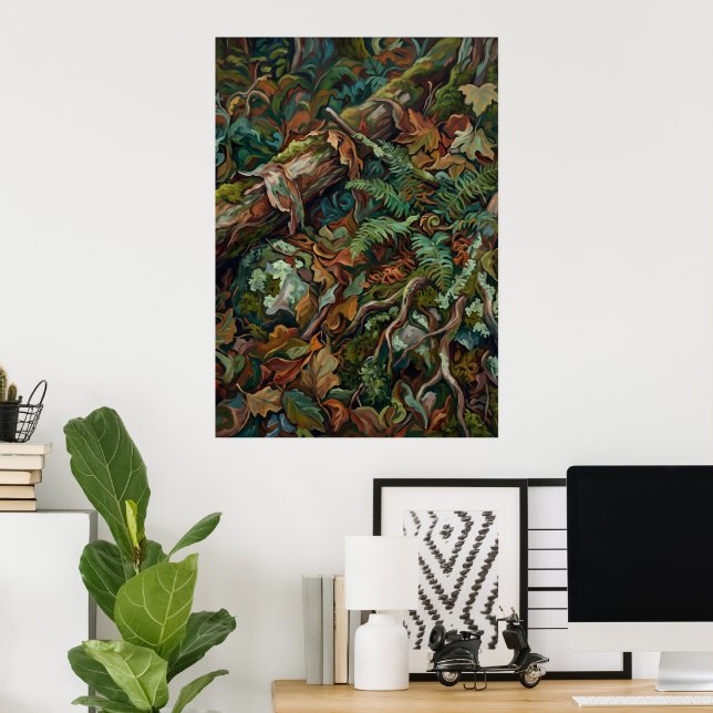 Poster Cartaz de Arte Botânica do Folhedo do Chão da Flor (Escritório em casa)