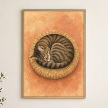 Cartaz de Arte Caprichosa em Aquarela de Gato Ador