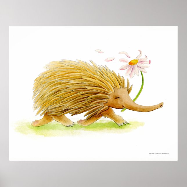 Poster Cartaz de arte com aquarela caprichosa de equidna (Frente)