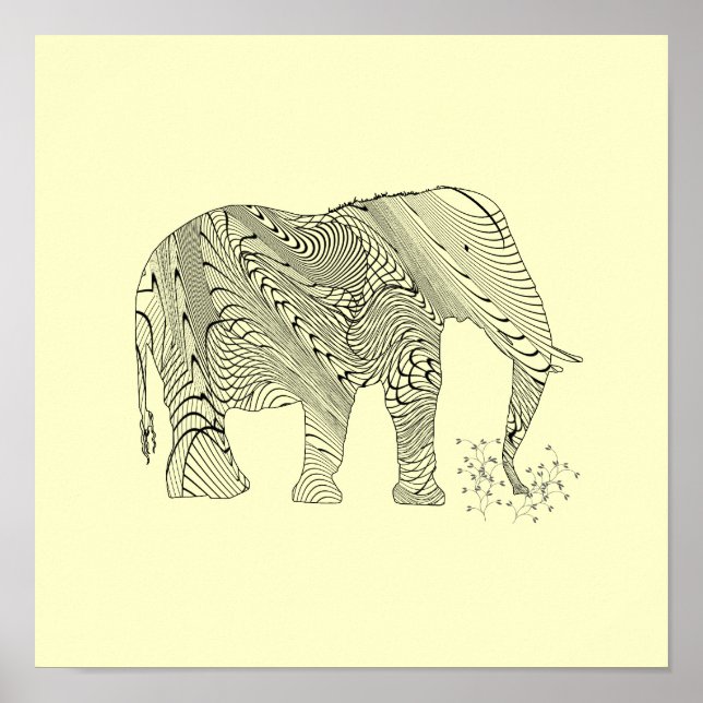 Poster Cartaz de Arte com Elefante em Padrão (Frente)
