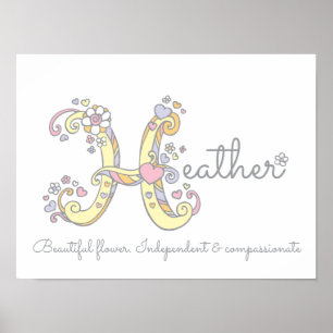 Póster Cartaz de arte com monograma H significado do nome