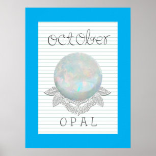Poster Cartaz de Arte com Opala, Pedra de Nascimento de O