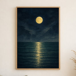 Poster Cartaz de Arte Costeira em Aquarela da Água do Mar