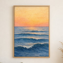 Poster Cartaz de Arte Costeira em Aquarela Dawn Swells