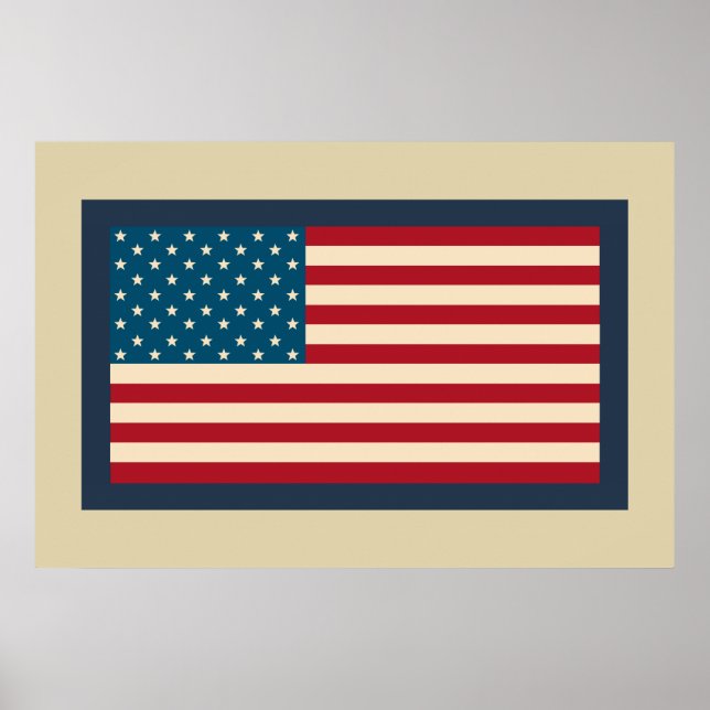 Poster Cartaz de Arte da Bandeira Americana (Frente)
