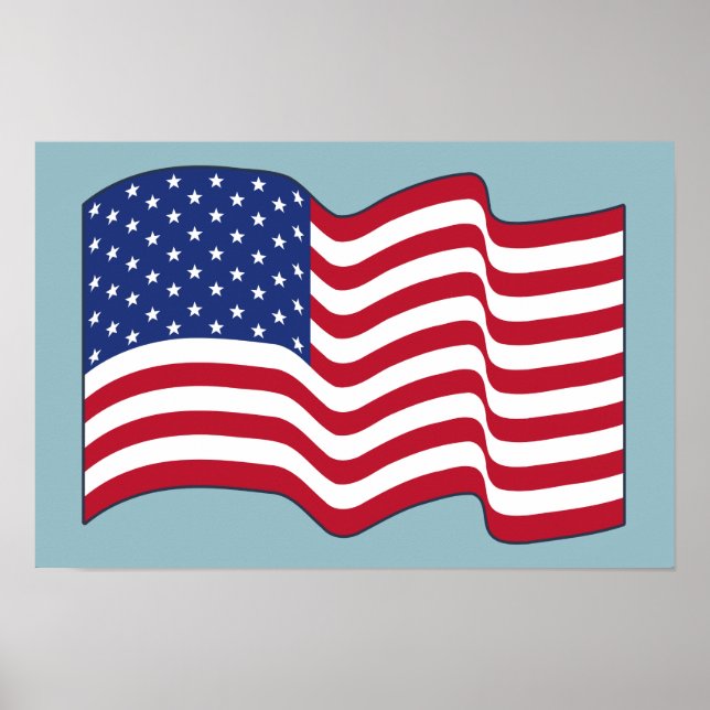 Poster Cartaz de Arte da Bandeira Americana Ondulante (Frente)