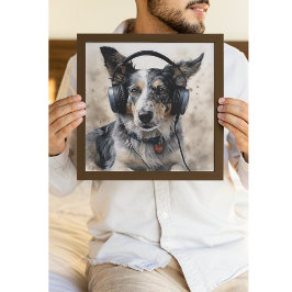 Poster Cartaz de Arte da Border Collie Music Factory