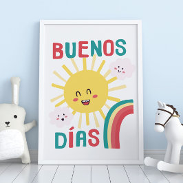 Poster Cartaz de arte da creche do Sol Feliz em espanhol