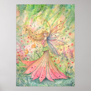 Poster Cartaz de Arte da Fada das Flores de Verão