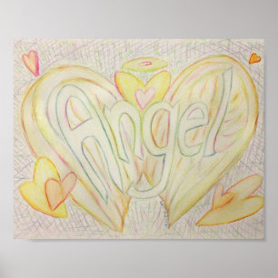 Póster Cartaz de Arte de Anjo com Palavra Inspiradora
