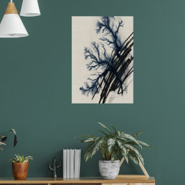 Poster Cartaz de Arte de Árvore Abstrata em Tinta Naval