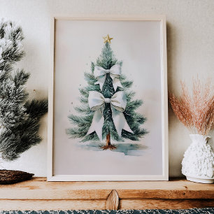 Poster Cartaz de Arte de Árvore de Natal em Aquarela 11x1
