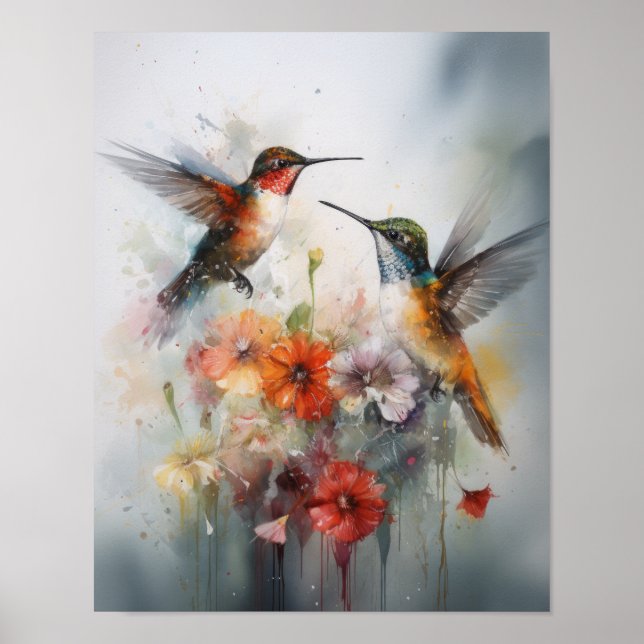 Poster Cartaz de Arte de Beija-flores (Frente)
