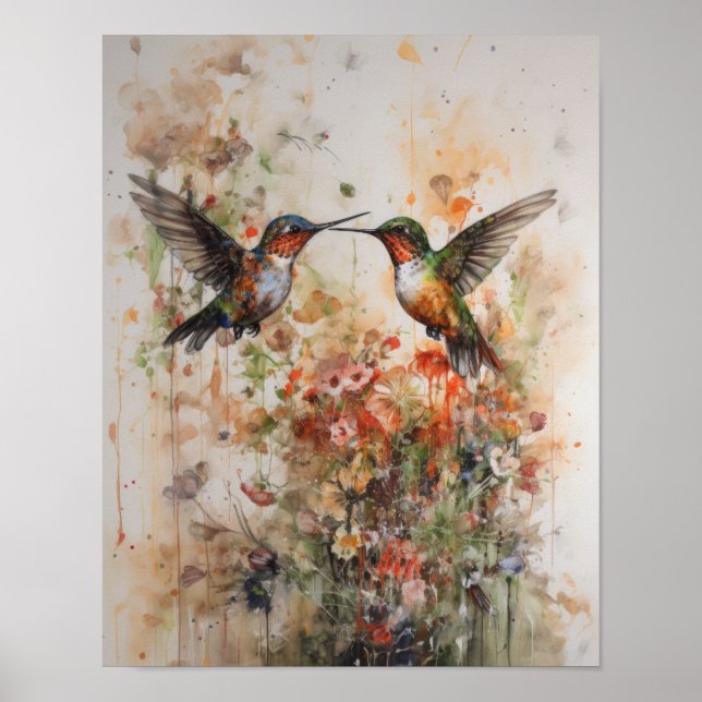 Poster Cartaz de Arte de Beija-flores (Frente)