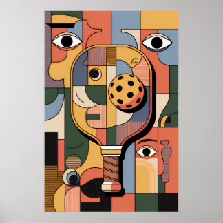 Poster Cartaz de Arte de Bola de Raquete de Pickleball Cu