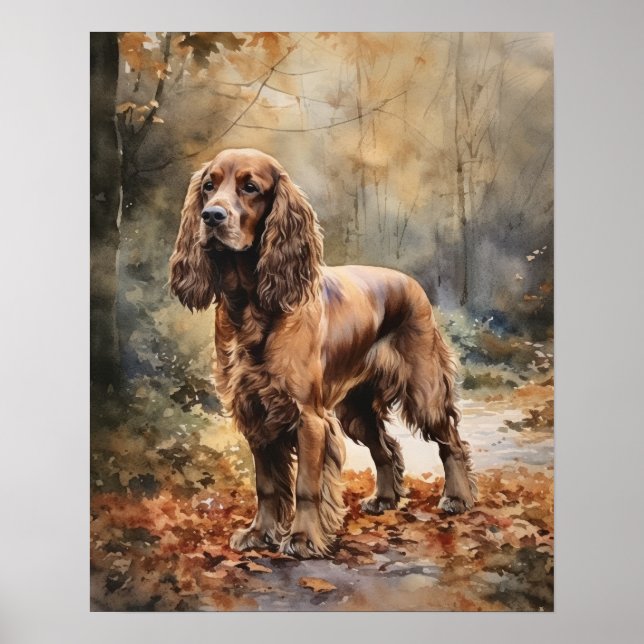 Poster Cartaz de Arte de Cachorro Cocker Spaniel Fofo (Frente)