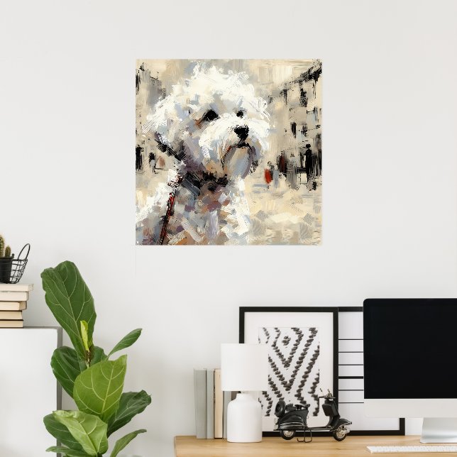 Poster Cartaz de Arte de Cachorro Maltês (Escritório em casa)
