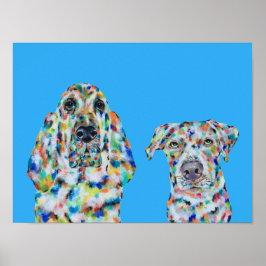 Poster Cartaz de Arte de Cão de Caça e Labrador