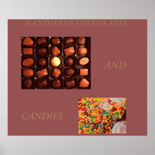 POSTER CARTAZ DE ARTE DE CHOCOLATES E BALAS (Frente)