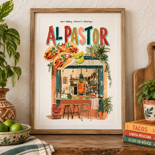Poster Cartaz de Arte de Comida Mexicana de Taco Stand Al