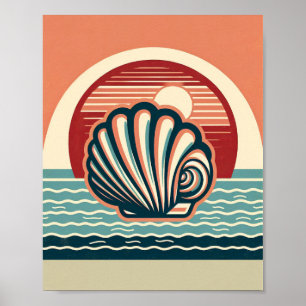 Poster Cartaz de Arte de Conchas Retrô