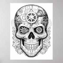Poster Cartaz de Arte de Desenho de Caveira Açucarada par