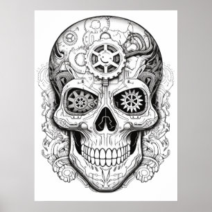 Poster Cartaz de Arte de Desenho de Caveira Açucarada par