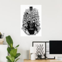 Cartaz de Arte de Fã de Johnny Cash, Desenho Preto
