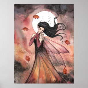 Póster Cartaz de Arte de Fantasia Fada Gótica de Outono