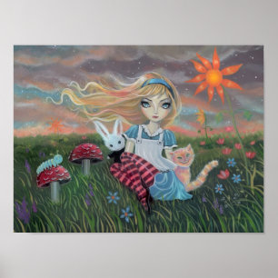 Poster Cartaz de Arte de Fantasia Fofa da Alice no País d