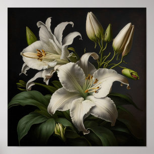 Poster Cartaz de Arte de Flores de Lírio Branco da Páscoa