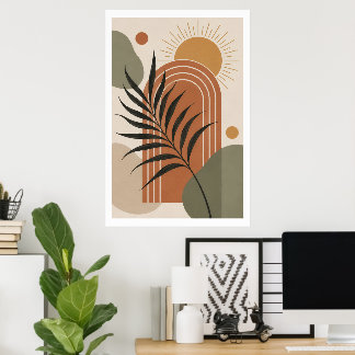 Poster Cartaz de Arte de Folha de Palme Boho Moderna