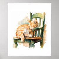 Cartaz de Arte de Gato Listrado Laranja