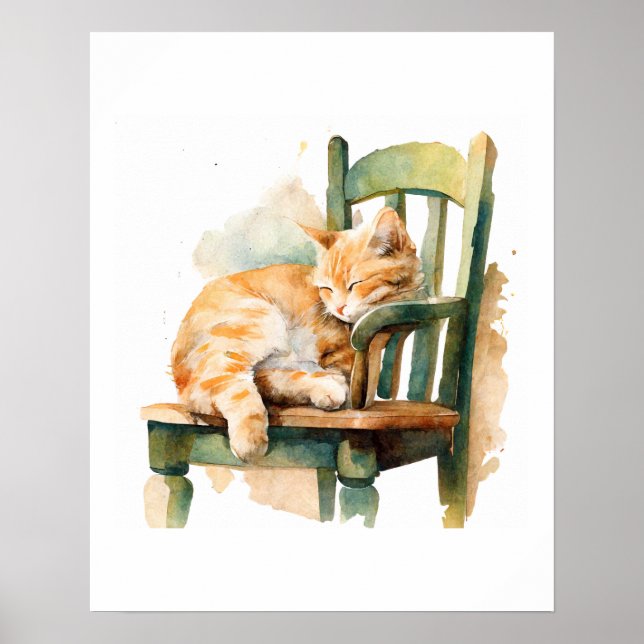 Poster Cartaz de Arte de Gato Listrado Laranja (Frente)
