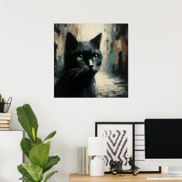 Poster Cartaz de Arte de Gato Preto
