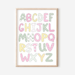 Poster Cartaz de Arte de Letras em Estilo de Colcha de Le