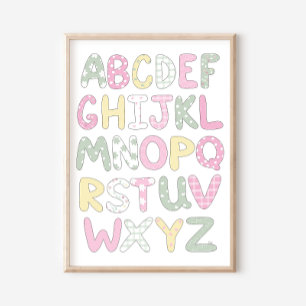 Poster Cartaz de Arte de Letras no Estilo Alphabet Quilt