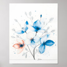 Cartaz de Arte de Linha Abstrata Minimalista Flora