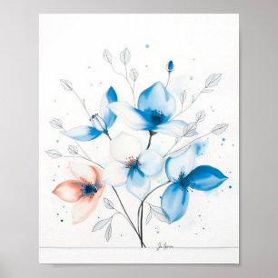 Poster Cartaz de Arte de Linha Abstrata Minimalista Flora