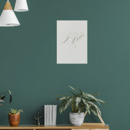 Poster Cartaz de Arte de Linha de Canguru Minimalista