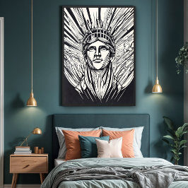 Póster Cartaz de Arte de Linha Moderna da Estátua da Libe