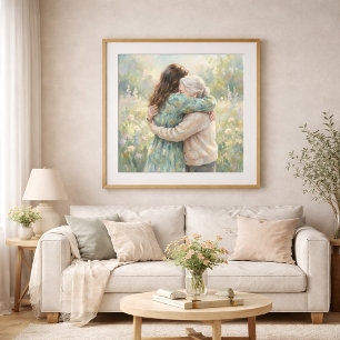 Poster Cartaz de Arte de Mãe e Filha Abraçadas