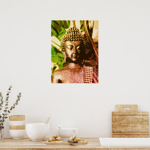 Poster Cartaz de Arte de Meditação do Buda de Bronze Dour
