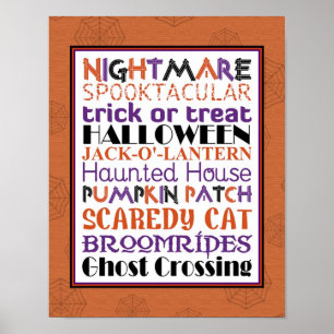 Poster Cartaz de Arte de Metrô de Halloween