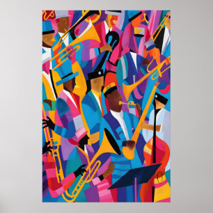 Poster Cartaz de Arte de Músicos de Jazz Matisse Colorido