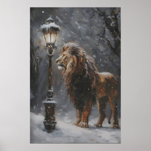 Poster Cartaz de Arte de Narnia do Poste de Luz de Aslan,
