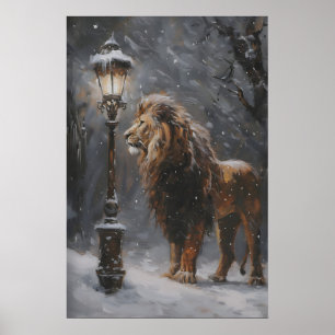 Poster Cartaz de Arte de Narnia do Poste de Luz de Aslan,