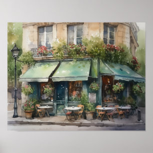 Poster Cartaz de Arte de Paisagem em Aquarela de Café Fra